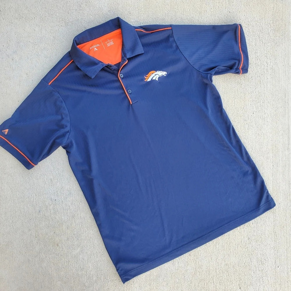 Antigua Men's Denver Broncos Polo Shirt Size Large Licensed Football Stretch - Picture 12 of 12